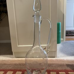 Hand Blown Glass Decanter W/ Stopper