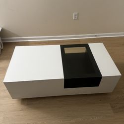 IKIFLY LED Coffee Table, White Modern High Glossy Coffee Table