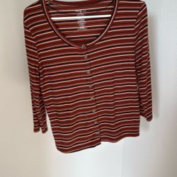 Basic Stripe Long Sleeve Cardigan