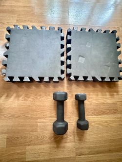 Foam Gym Floor Tiles and Dumbbell Set