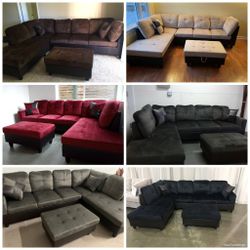 Brand New Microfiber Sectionals With Storage Ottoman 