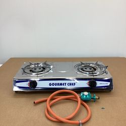 Portable 2 DOUBLE Burners Stove Range Propane Gas Stove 20,000 BTU