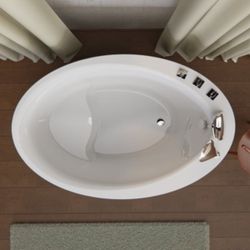 NEW !! Japanese style 59 in. Acrylic Deep Soaking Freestanding Bathtub with Faucets and Seat