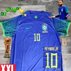 Nike Brazil Neymar Jr 10 WC 2022 Authentic Away Jersey
