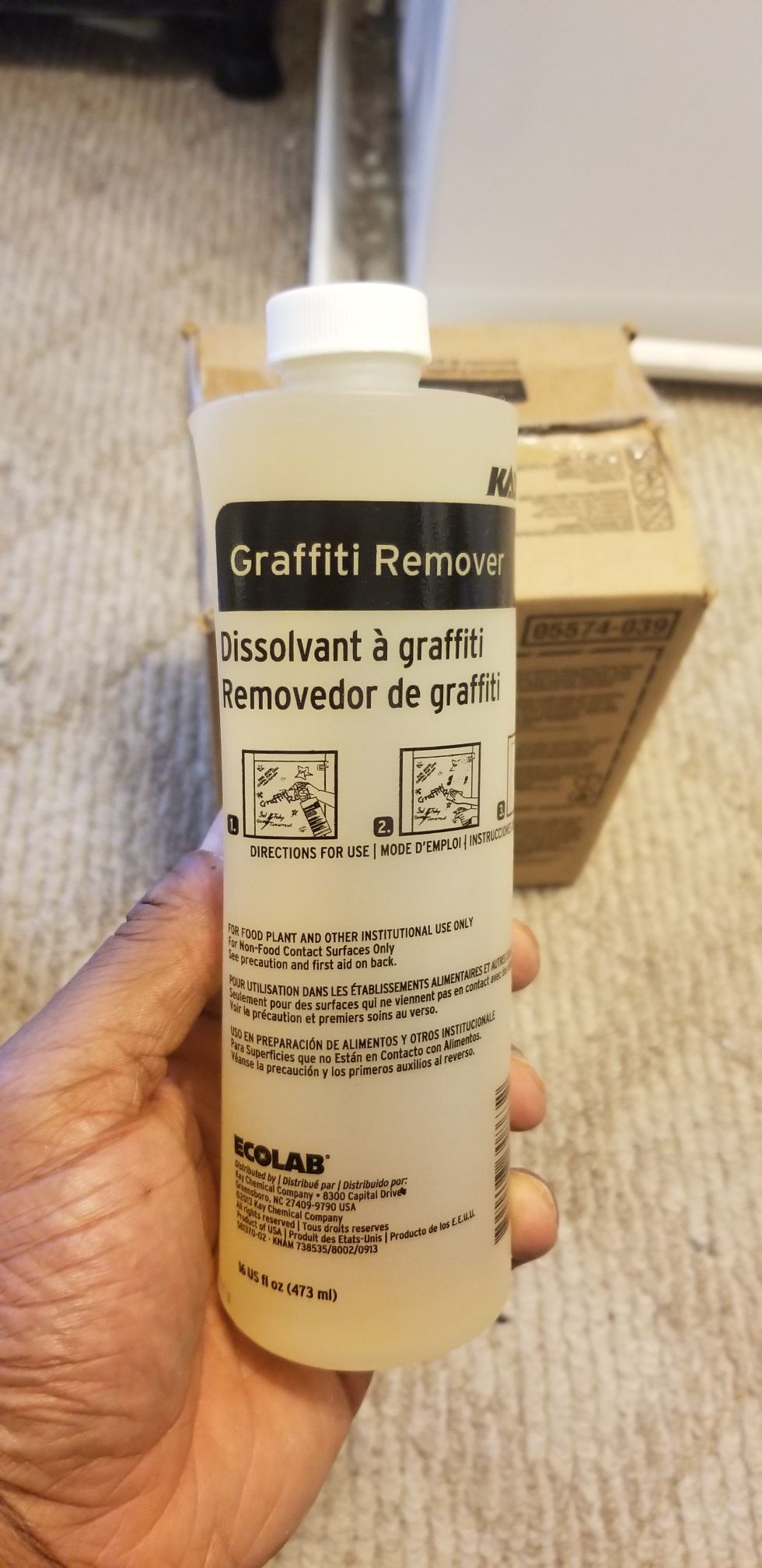 One bottle of graffiti remover