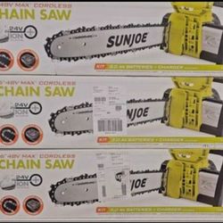 Sun Joe 24V16" MAX48-Volt Cordless Chain Saw kit, With Replacement Chain Included Brand New in box.