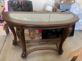 Signature Design by Ashley Traditional Norcastle Sofa/Console Table Dark Brown