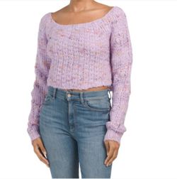 Free People Purple Sunset Cloud Pullover 