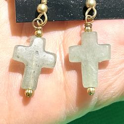 Pair Of Jade Religious Earrings 