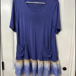 Ladies blue blouse with fringed bottom. Medium.  Yorktown And Staples Area