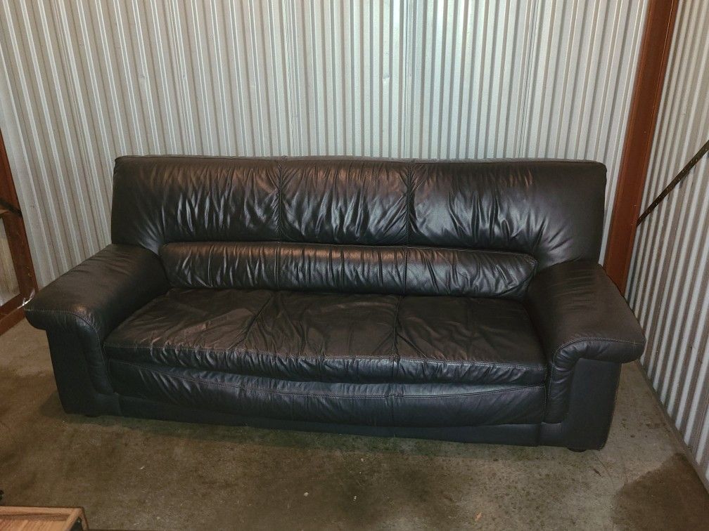 Navy Blue Leather Sofa