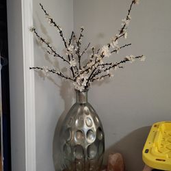 Glass Vase With Cherry Blossom Flowers