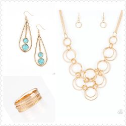 Gold & Turquoise with bangles 3pc