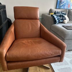 West Elm Austin Leather Swivel Chair + Ottoman – $1,200 (Like New, Upper West Side)