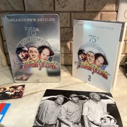 Three Stooges  75 Anniversary Tin Box With 3 DVD Set 