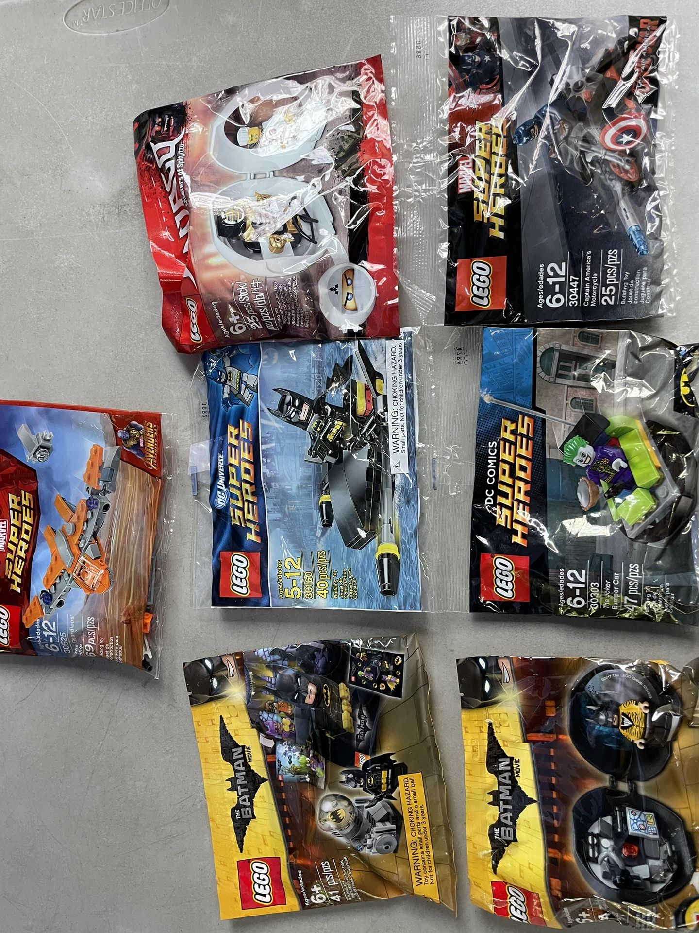 7 Lego New Polybags Super Heroes Batman Captain America Legos