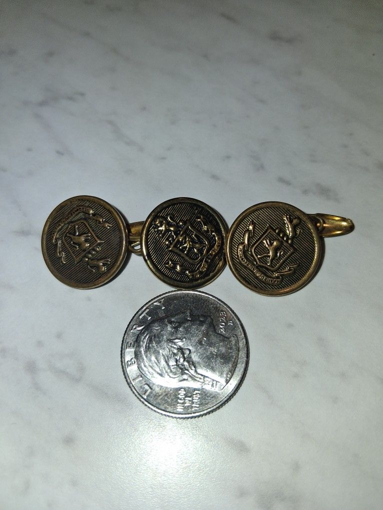 Vintage “Spectemur Agendo” Brass Buttons (Set of 3)