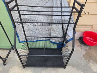 Black Metal Wire Storage Rack with Baskets