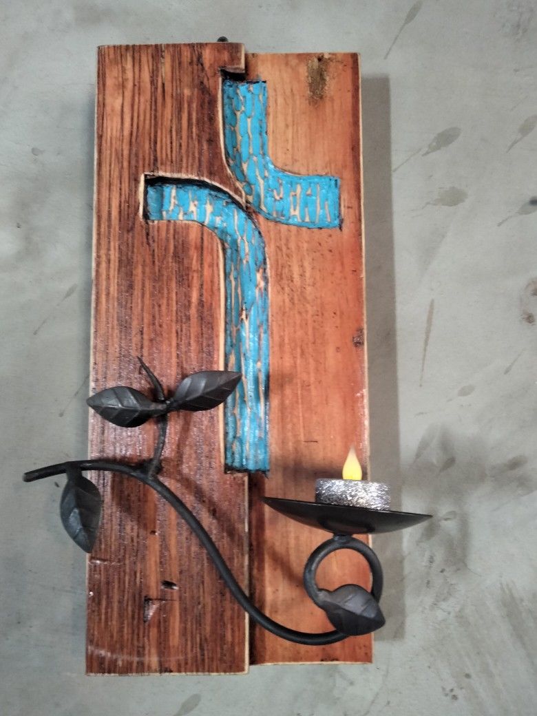 Decorative Wood And Metal Cross