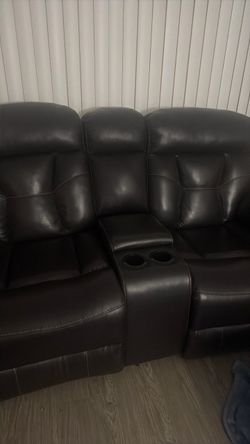 Recliner leather sofa
