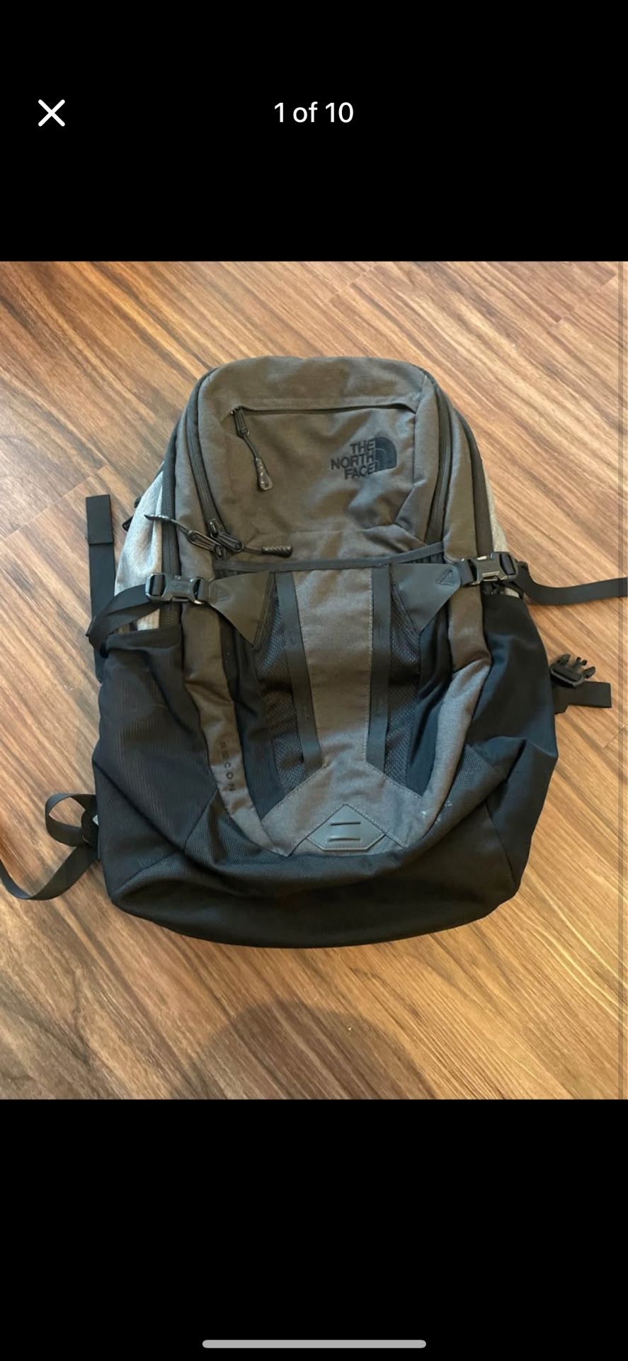 The North Face Recon Backpack Zinc Grey Heather TNF Black - Gently Used