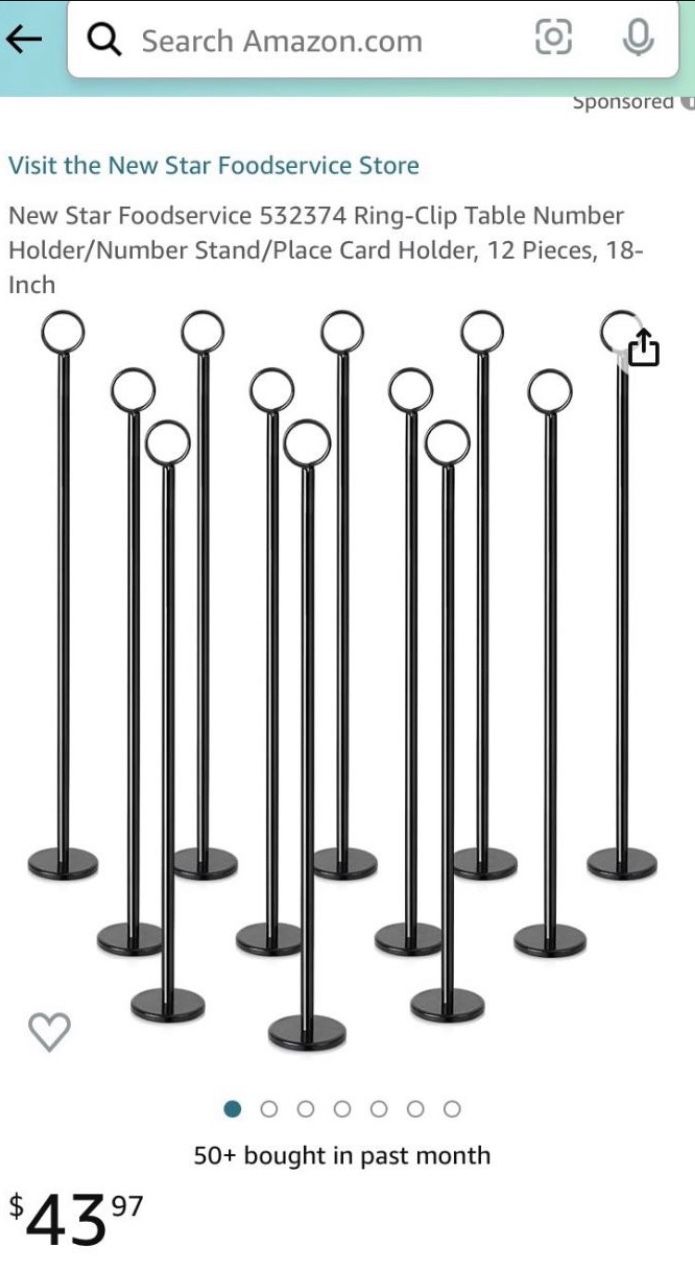 Table Number Card Holders