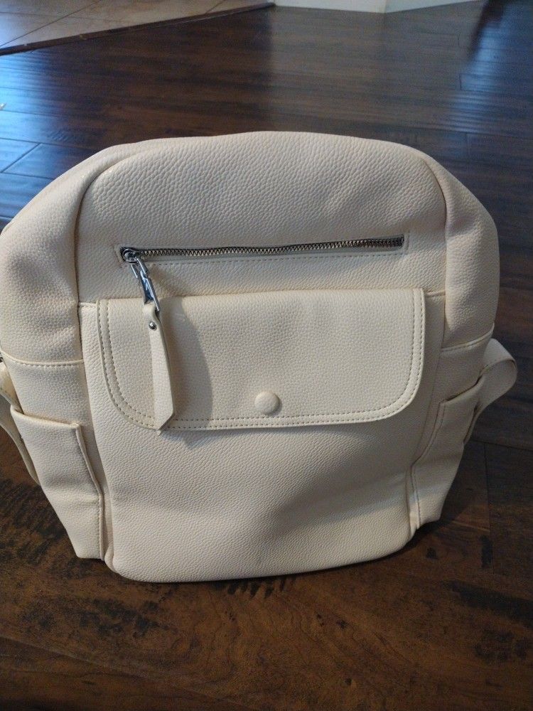 Brand new faux leather cream backpack 11*13*5 inches