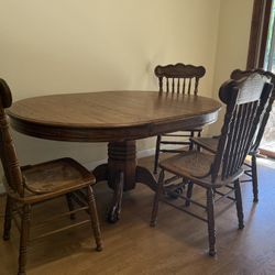 Antique Clawfoot Oak Dining Table with Chairs