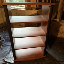 Audio Media Component Stand AV Rack Wood 4 Shelf Stereo Cabinet 