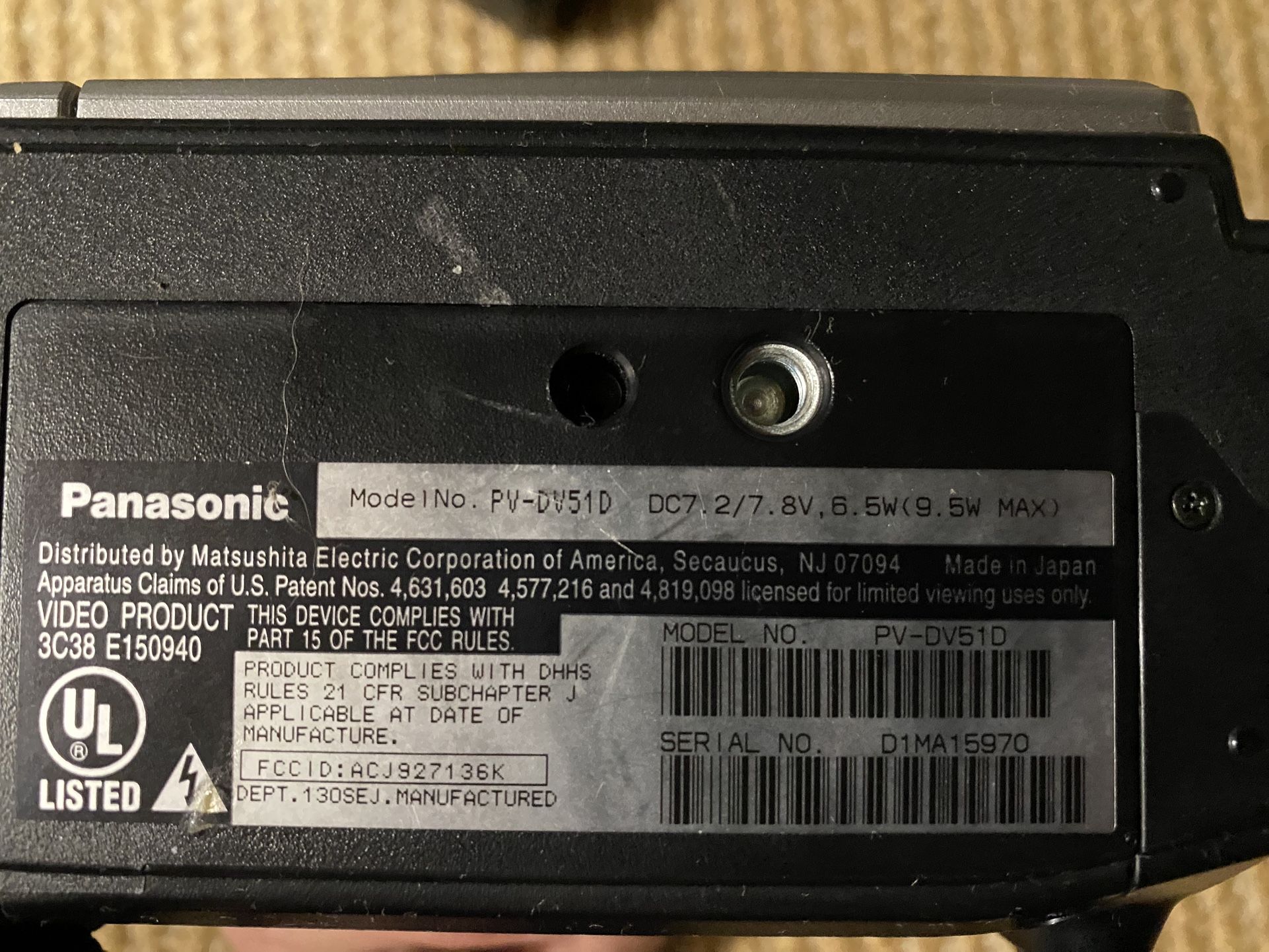 Panasonic PV-DV51D Camcorder 300x Digital 18x Optical Zoom w