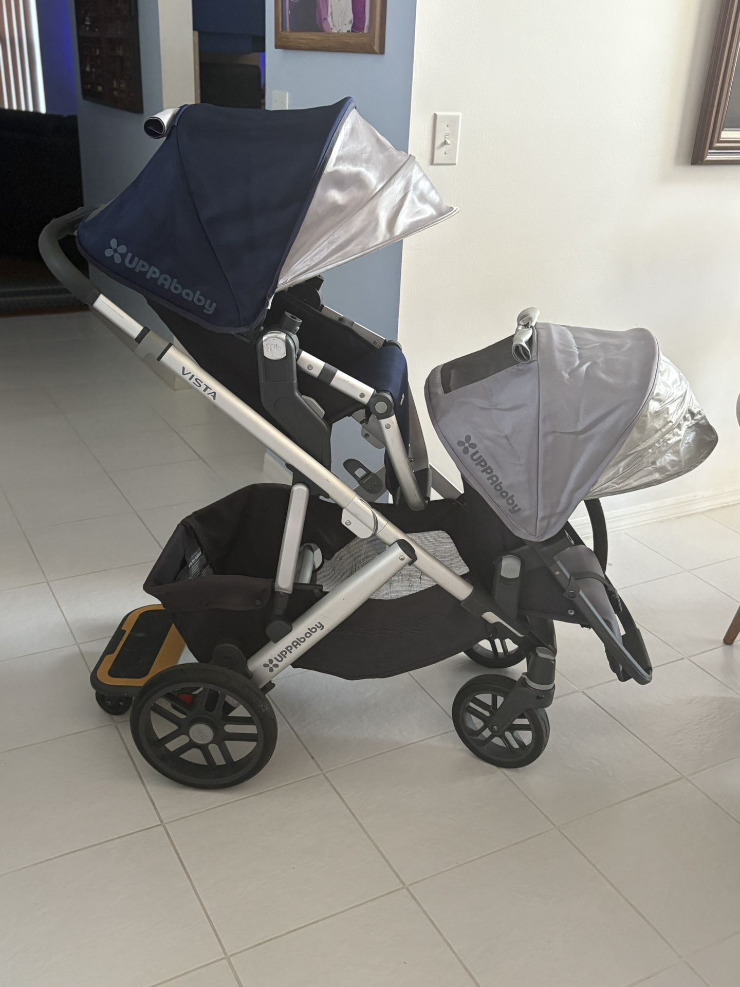 UPPAbaby Vista Double Stroller With Piggyback Ride-Along-Board