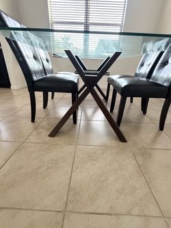 Dining Set – Glass Table + 6 Monarch Parsons Chairs