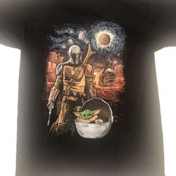 Star Wars Mandalorian Starry Night Shirt Size Large