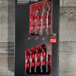 ICON     PROFESSIONAL STUBBY RATCHETING WRENCH SET 7 PC SAE
