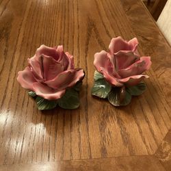 Two beautiful rose candle holders