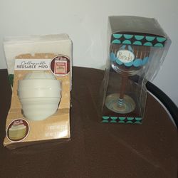 Collapsible Reusable Mug And Bride Wine Glass 