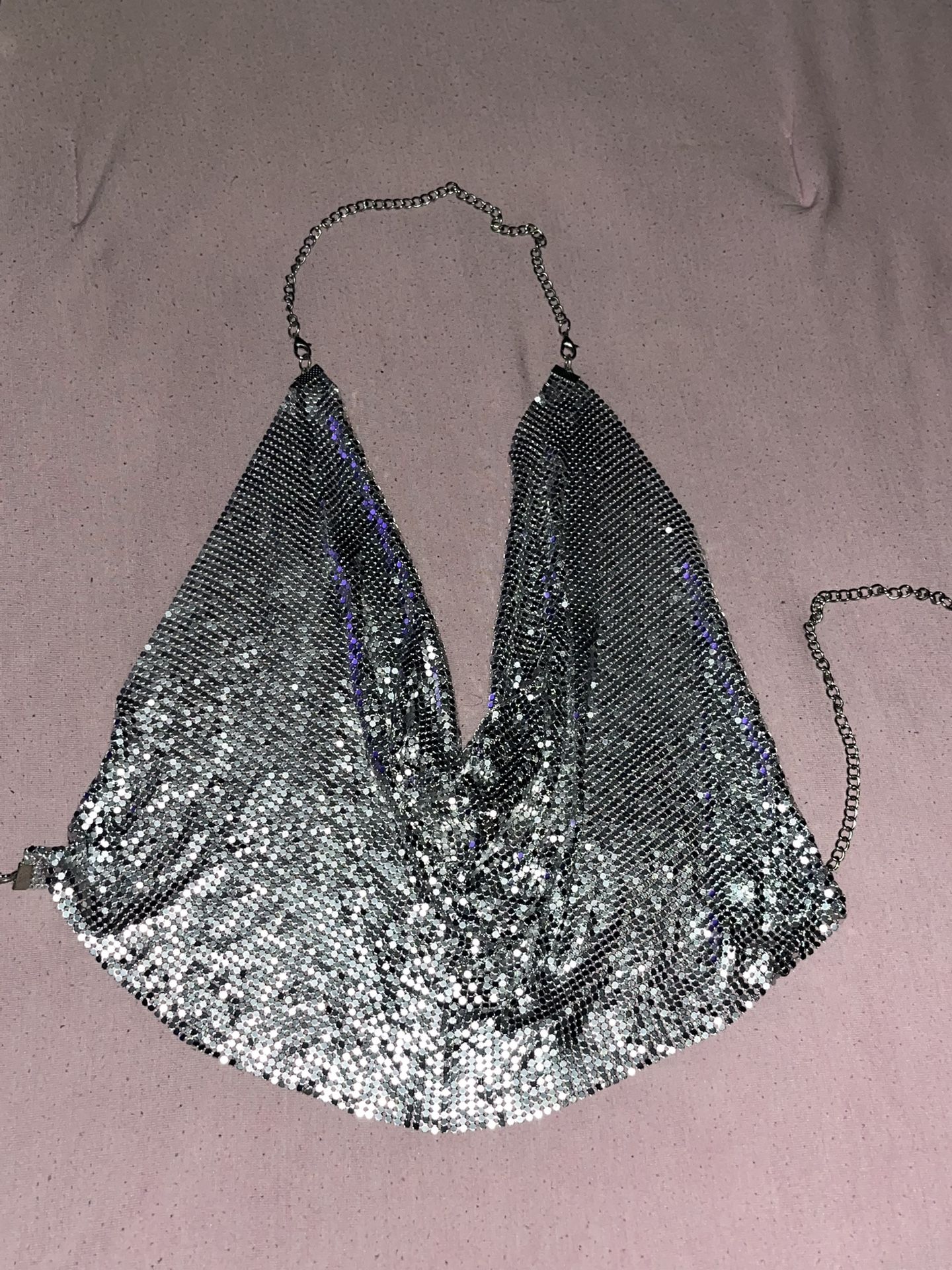 Rhinestone Diamond Sparkly Trending Halter Crop Top Summer