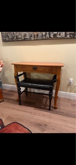 Vanity table with drawer , solid wood with bench