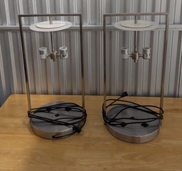 Circular Table Lamps w/ Dual Outlets 