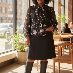 Eva Mendes Sheer Starry Blouse