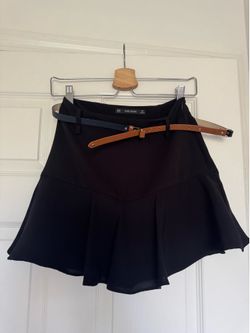 Zara Mini Skort Black with Belt XS