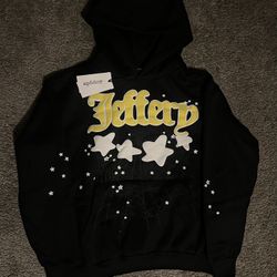 ⭐ Sp5der “Jeffery” Hoodie – Black/Yellow ⭐