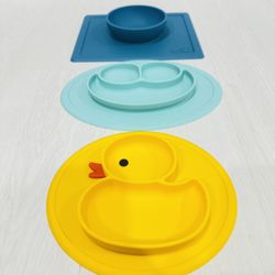 Silicone Suction Plates for Babies, Stick to High Chair Trays and Table, Divided Baby Dishes, Perfec