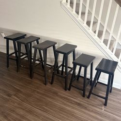 Black Wood Bar Stools Set of 6