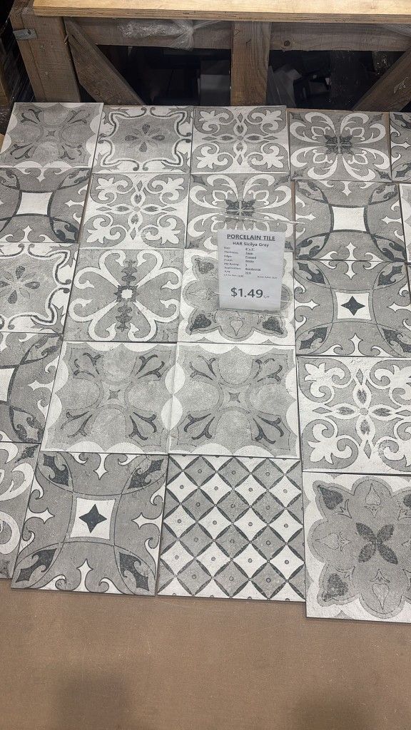 Gray porcelain matte tile 8x8