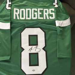 AARON RODGERS SIGNED NEW YORK JETS QB AUTOGRAPHED CUSTOM JERSEY w/COA - XL - 611