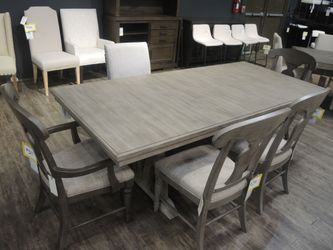 Davis Home Stiles Point Weathered Gray Extendable Trestle Dining Table