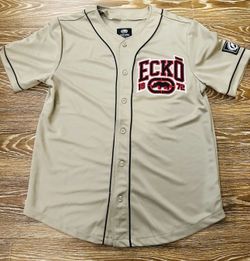 Y2K Ecko Unltd Baseball Jersey Mens Khaki Short Sleeve Size Small
