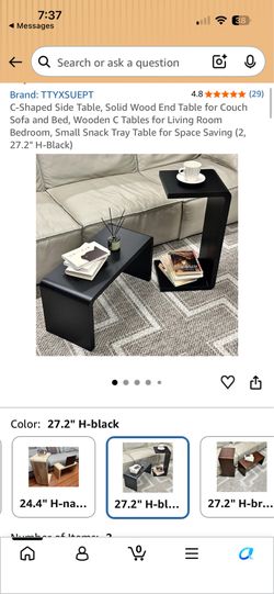 Solid wood end table, couch table - black