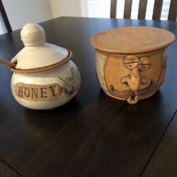 Butter And Honey Bowls.  Hand Made Pottery